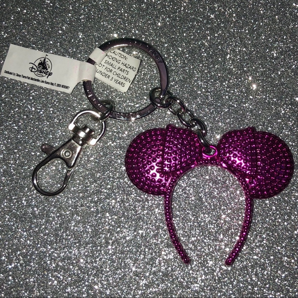 New Disney Parks pink Minnie Mouse ear keychain